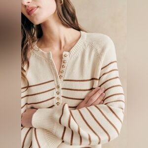Sezane Leontine Jumper Striped Sweater 100% Organic Cotton Made In ITALY